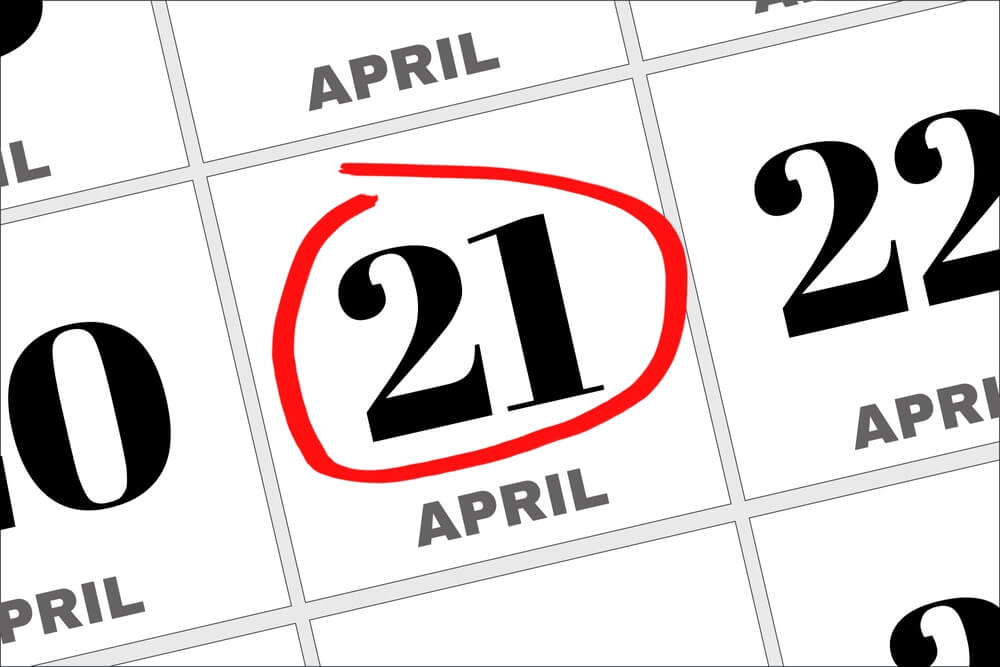 calendario con data 21 aprile cerchiata