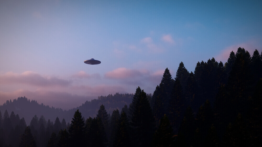 rappresentazione Uap, ufo in volo nel cielo