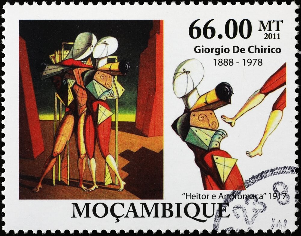 francobollo commemorativo per giorgio de chirico