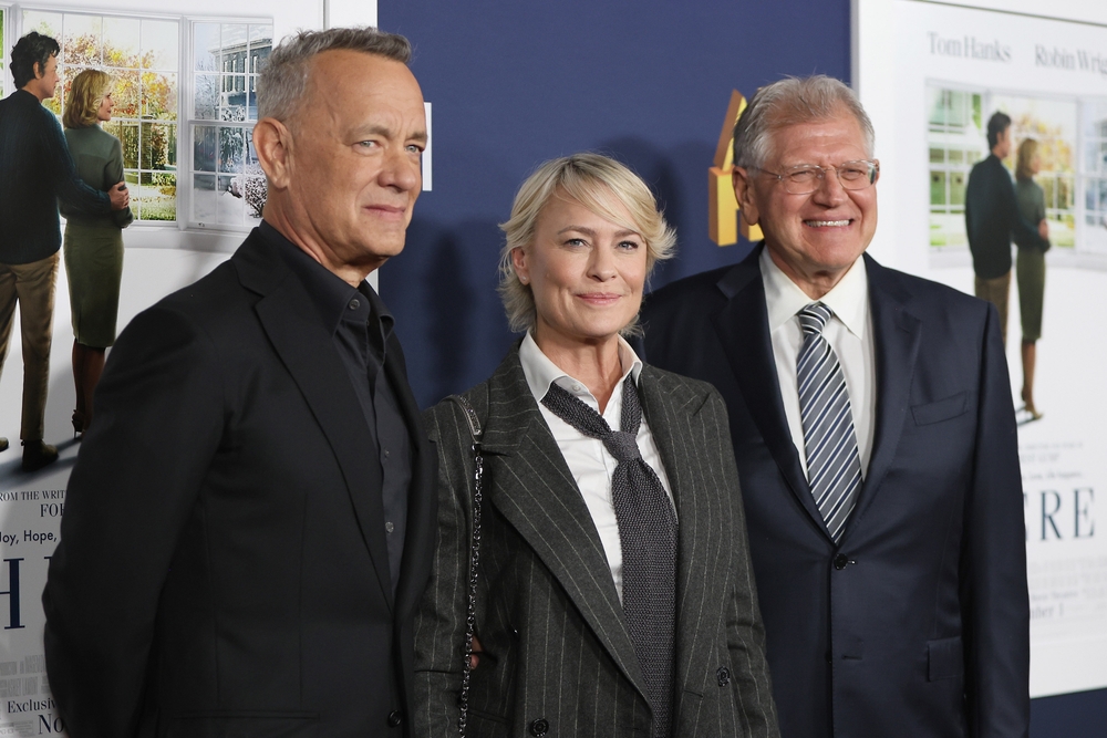 Robin Wright, Tom Hanks e Robert Zemeckis sul red carpet del film here