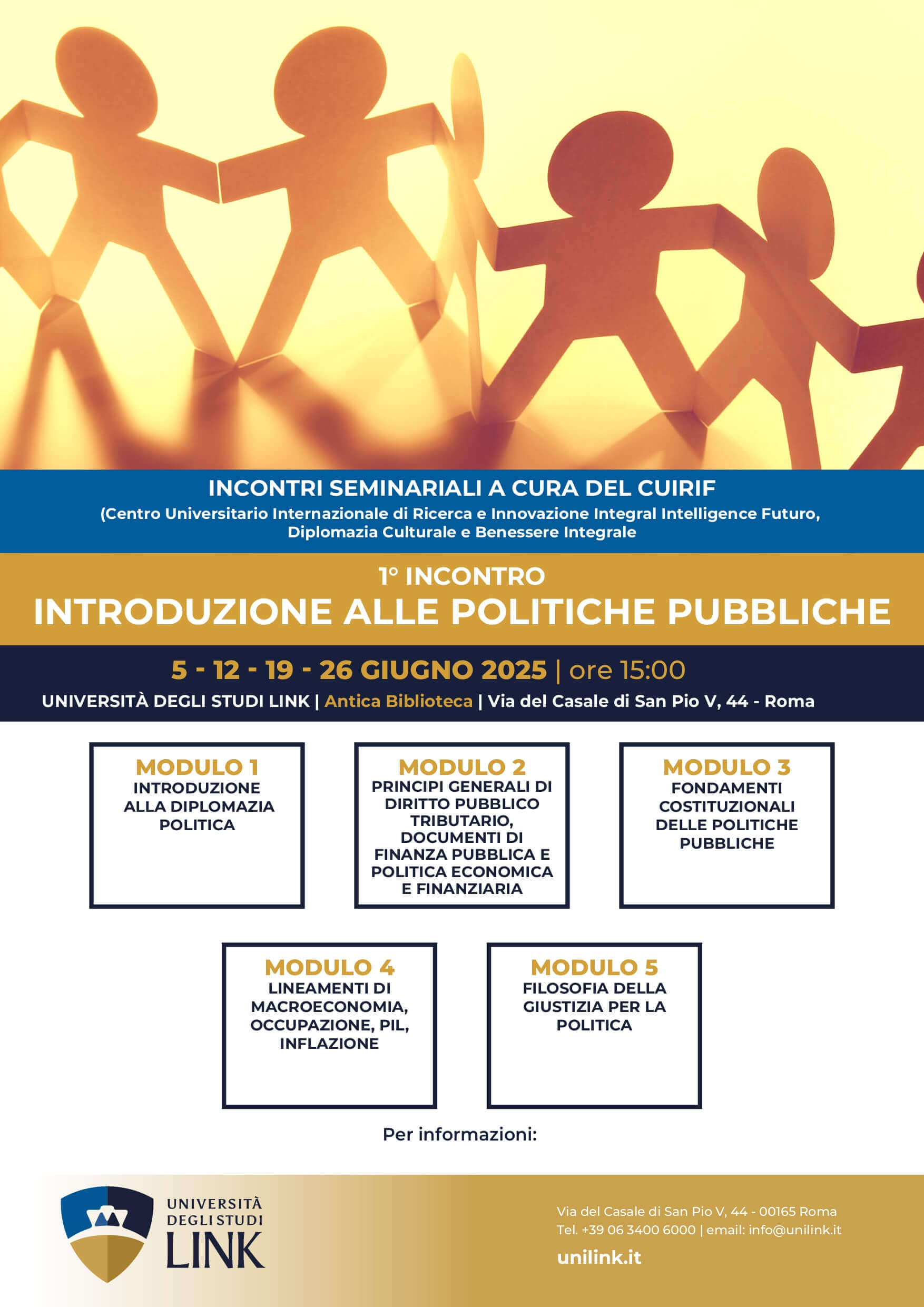 Corso di alta formazione sulle politiche pubbliche a cura del CUIRIF