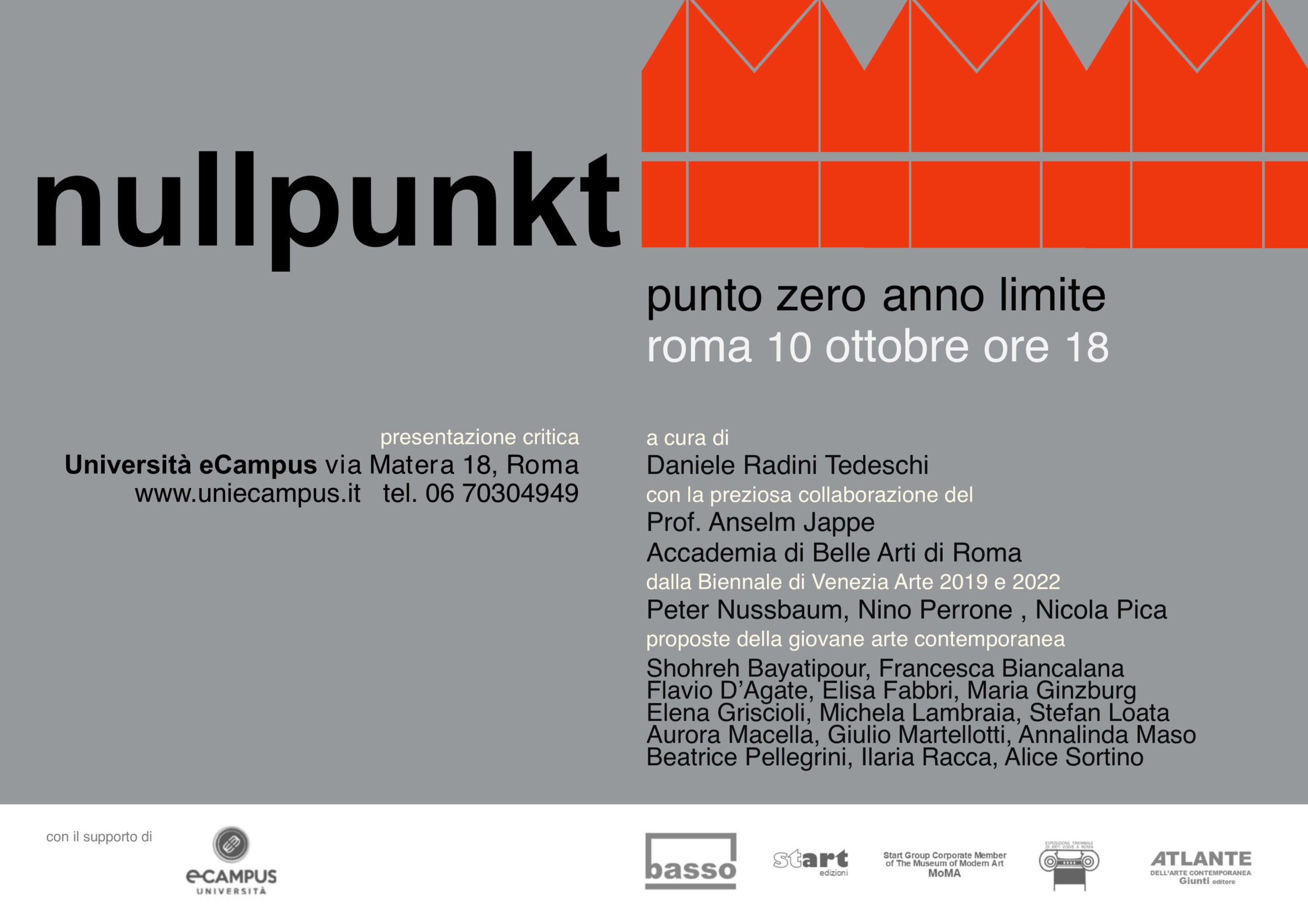 invito mostra d'arte contemporanea nullpunkt