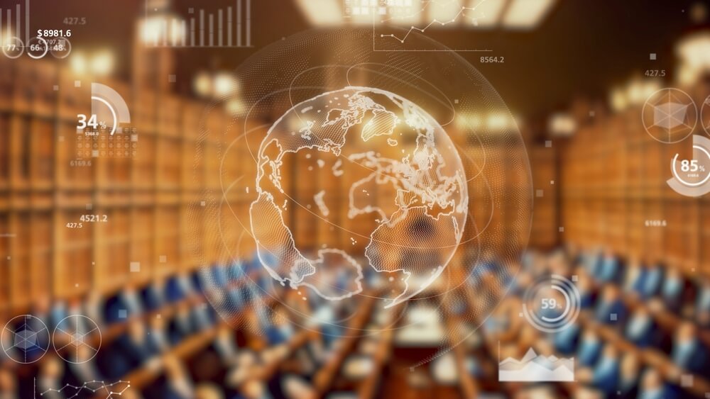 Parliament,And,International,Politics,Concept Parlamento e politica internazionale ologramma