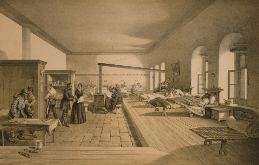 Florence Nightingale soccorre dei feriti in ospedale