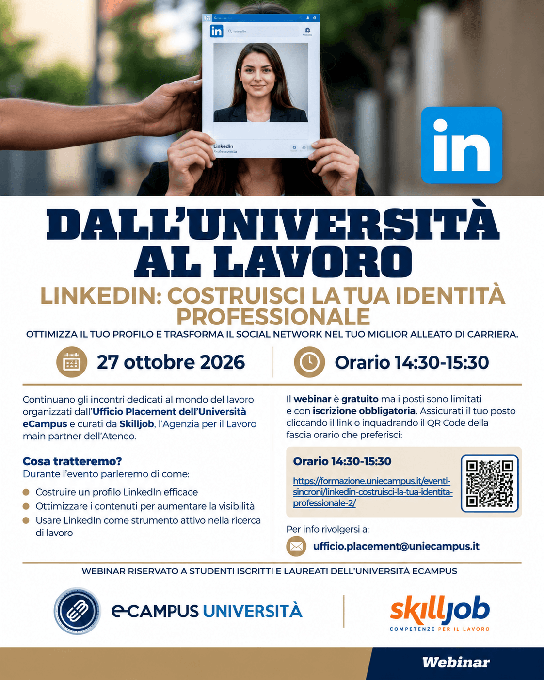 Dall’università al lavoro_ webinar LinkedIn webinar dall'università al lavoro ecampus